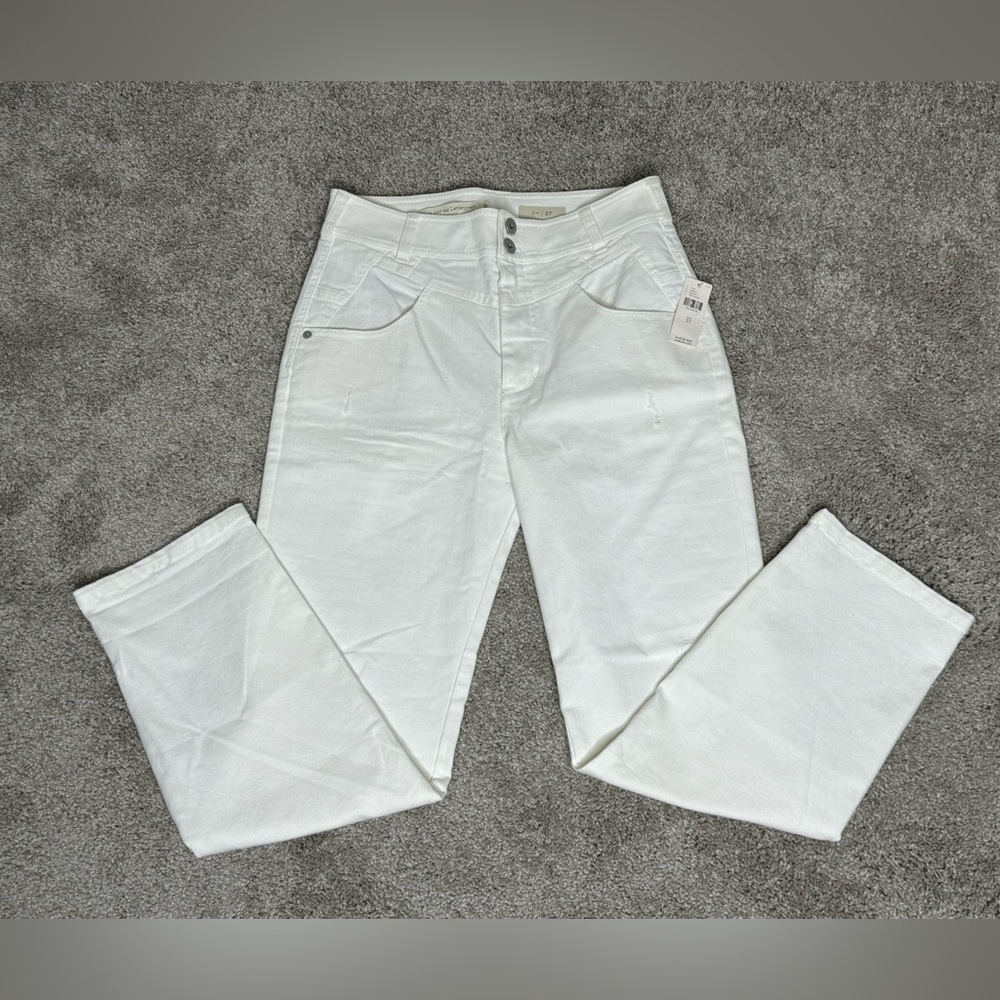 NWT Anthropologie Pilcro white distressed denim double button jeans size 27